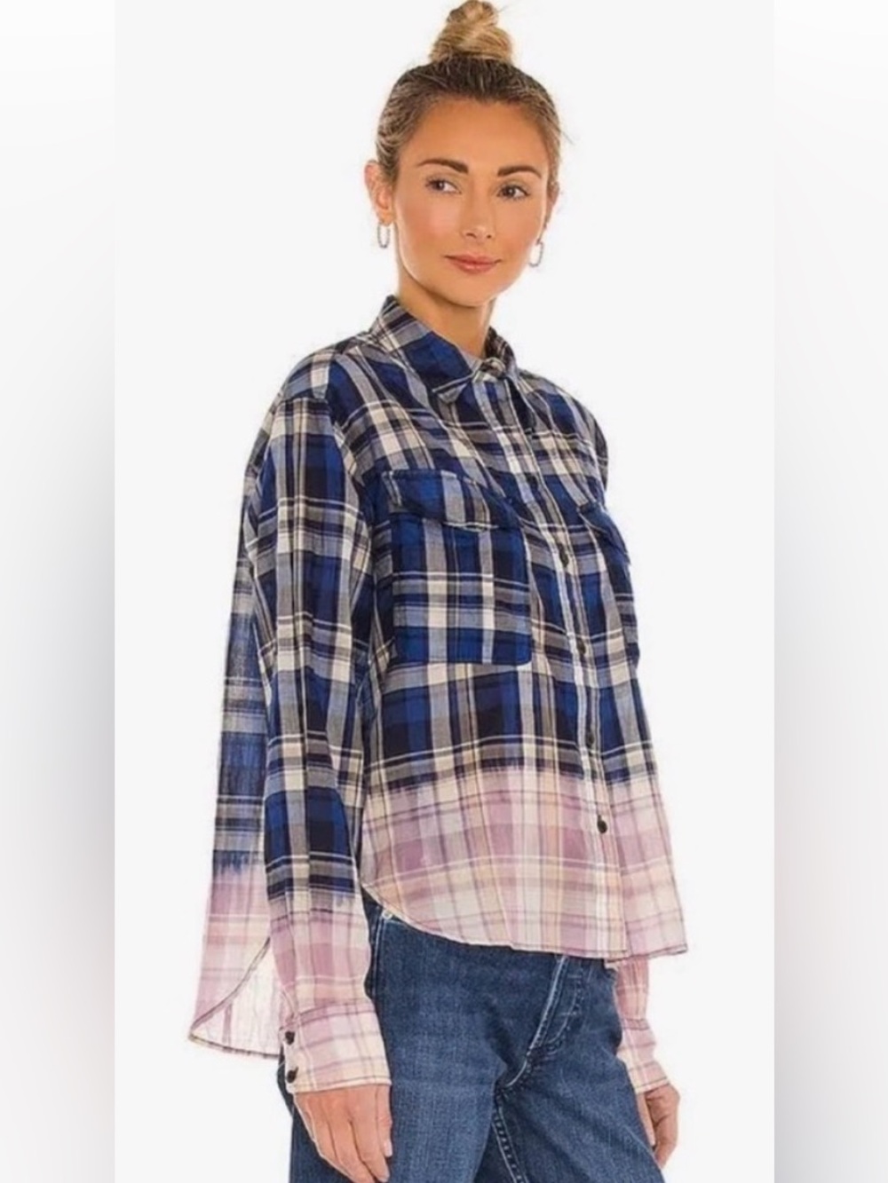 rag & bone Blue and Cream Plaid Button-Down Shirt